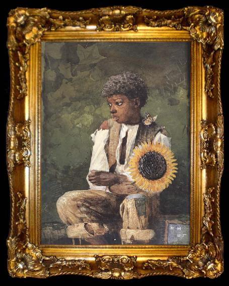 framed  Winslow Homer Taking Sunflower to Teacher (mk44), ta009-2